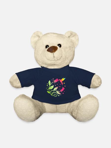 Fleurs - Couleurs - Colibri - Nature - Femmes - Nounours - bleu marine
