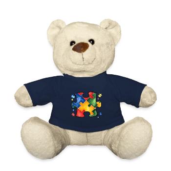 Autism Puzzle - Teddy Bear - french navy - Front