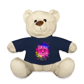 Lion art cadeau tête de lion coloré - Nounours - bleu marine - Devant