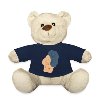 Minimalist one line face halves - Teddy Bear - french navy - Front
