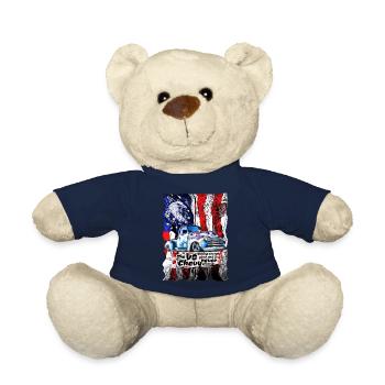 V8 Chevy Pickup Truck auf Amerikanischer Flagge - Teddy - French Navy - Vorne