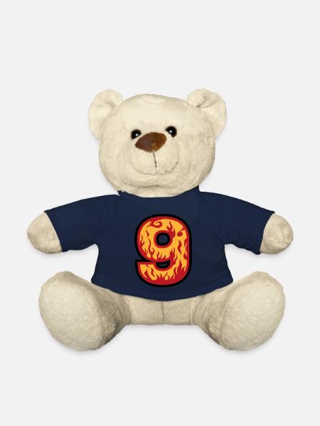 Nummer 9 mit Flammen - Zahl neun mit Feuer 🔥 - Teddy - French Navy