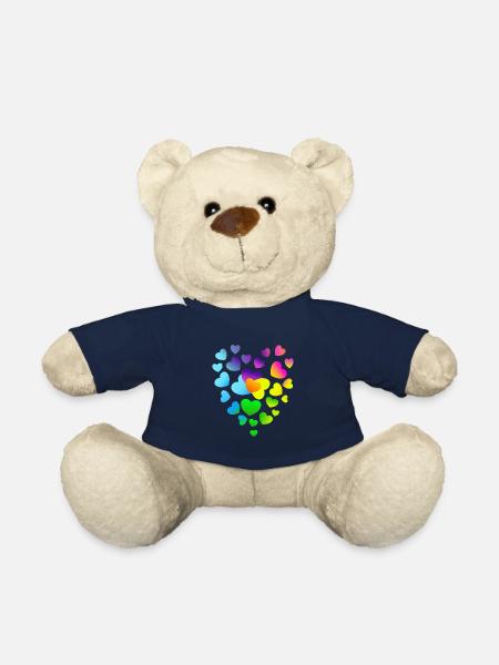 Cœur Cœurs Cœurs Colorés Coeurs - Nounours - bleu marine