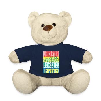 Leicester England UK City Font Skyline Home - Teddy Bear - french navy - Front