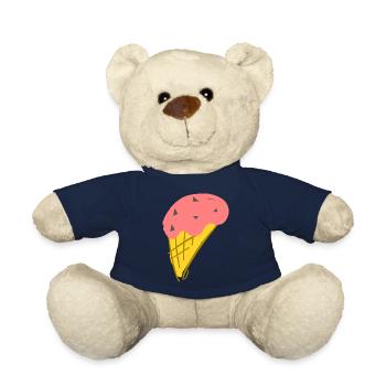 Crème glacée à la fraise - Nounours - bleu marine - Devant