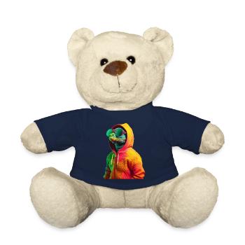 Iguana with Sunglasses Colorful Cool Reptiles - Teddy Bear - french navy - Front
