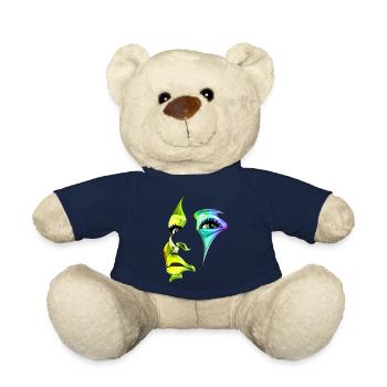 Beautiful female paint art Face colorful woman - Teddy Bear - french navy - Front