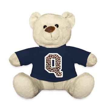 Letter Q Leopard Pattern - Birthday Gift Idea - Teddy Bear - french navy - Front