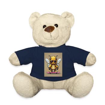 Comic Biene auf Skateboard - Teddy - French Navy - Vorne