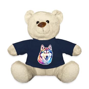 Husky de Sibérie Aquarelles - Nounours - bleu marine - Devant