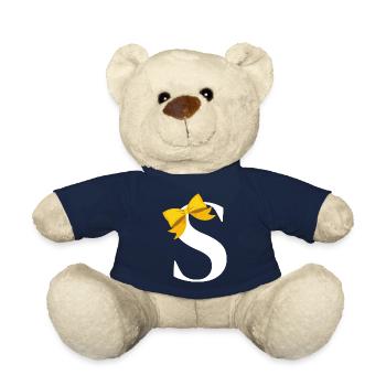 Lettre s nœud jaune - Nounours - bleu marine - Devant