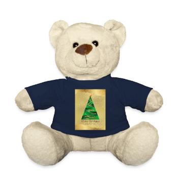 Festive Christmas Tree Greeting Festive Christmas - Teddy Bear - french navy - Front