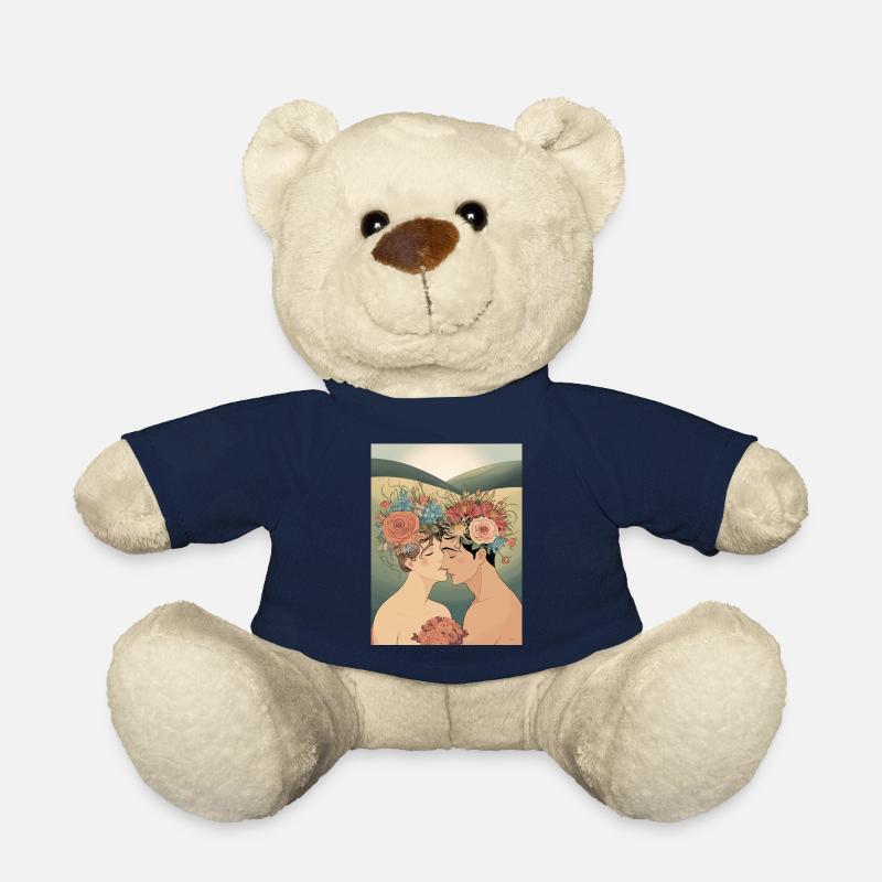 Liebespaar und Blumen - Teddy - French Navy