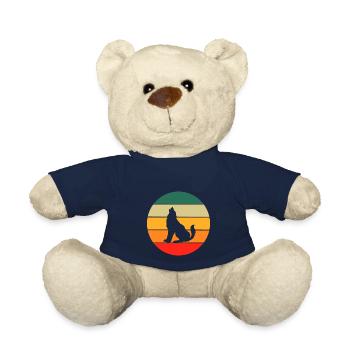 Wald Tier Raubtier Geschenk Retro Heulender Wolf - Teddy - French Navy - Vorne