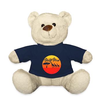 Giraffe Africa Safari Animal Gift Retro Giraffe - Nounours - bleu marine - Devant