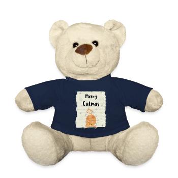 Frohe Katzen - ungeschickte Katze mit Weihnachtslichtern - Teddy - French Navy - Vorne