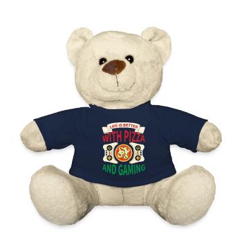 Life Is Better With Pizza And Gaming - Teddy Bear - french navy - Front