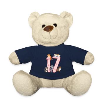 17th Birthday Girl Cats Outfit 17 years old - Teddy Bear - french navy - Front