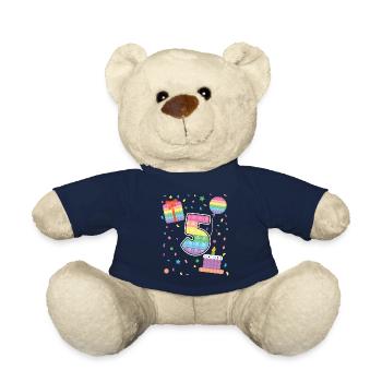 Pop It 5. Geburtstag Mädchen Jungen Fidget - Teddy - French Navy - Vorne