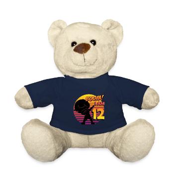 Boom J’ai 12 | Anniversaire Garçon | Fête du 12e anniversaire - Nounours - bleu marine - Devant
