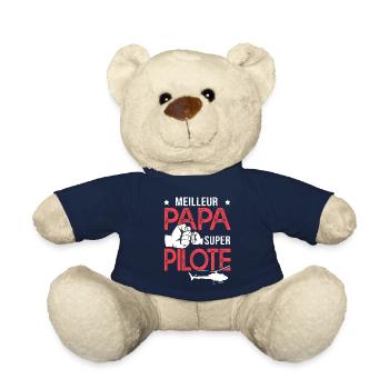 Cadeau papa meilleur papa pilote de hélicoptère - Nounours - bleu marine - Devant