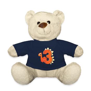 3ème anniversaire | | d’anniversaire de dinosaure - Nounours - bleu marine - Devant