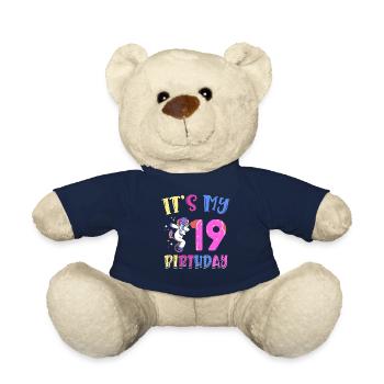 It's my 19 birthday dabbing unicorn pony - Teddy Bear - french navy - Front