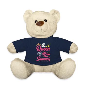Une reine est née en janvier Tous les meilleurs - Nounours - bleu marine - Devant