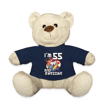 I Am 55 And Awesome Japanese Carp Koi - Teddy Bear - french navy - Front