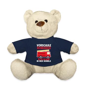 Schulkind Feuerwehr Schulstart Geschenk - Teddy - French Navy - Vorne