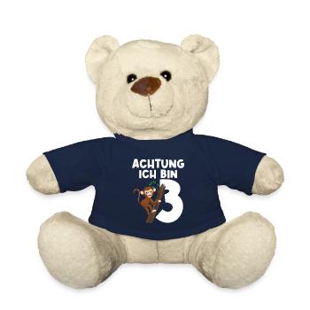 3.Geburtstag Affe Geburtstagsfeier Geschenk - Teddy - French Navy - Vorne