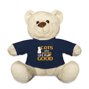 Cats And Books Life Is Good Book Lover Reading - Teddy - French Navy - Vorne