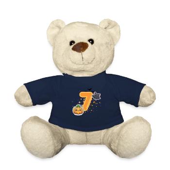 Halloween Birthday Number Child Seventh Birthday - Teddy Bear - french navy - Front