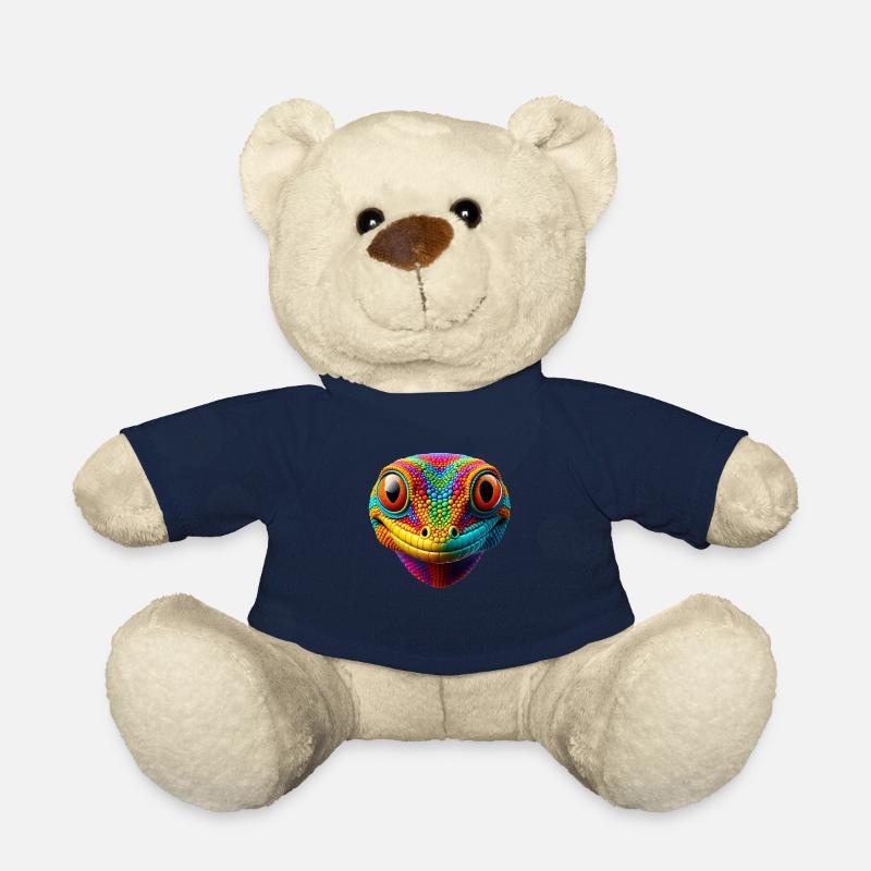 Colorful Gecko Head 1 - Teddy Bear - french navy