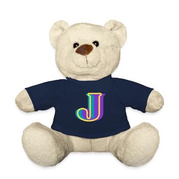Multicolored letter j - Teddy Bear - french navy - Front
