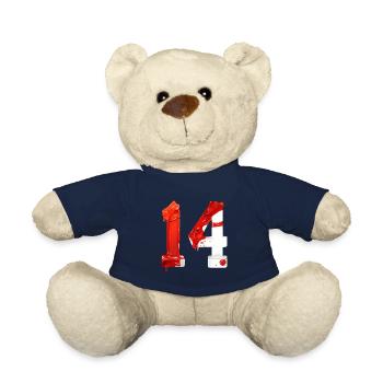 NR. 14 NUMMER 14 ROT WEIß 14. GEBURTSTAG - Teddy - French Navy - Vorne