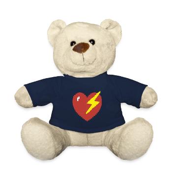 Heart Flash Pixel Gamer Gift - Teddy Bear - french navy - Front