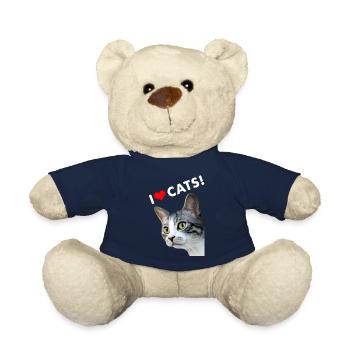 I HEART CATS Ich liebe Katzen Ein Herz für Katzen - Teddy - French Navy - Vorne