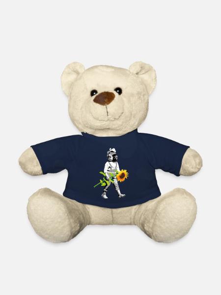 Blumenkind | Mädchen mit Sonnenblume - Teddy - French Navy
