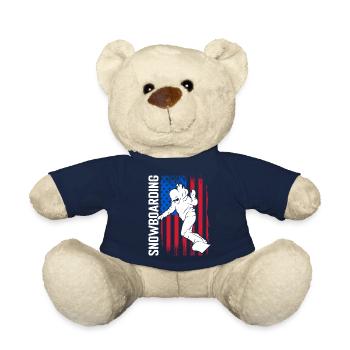 Snowboarder Snow Ski Holiday Pistensau - Teddy Bear - french navy - Front