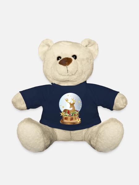 nostalgische Schneekugel mit Hirsch zu Weihnachten - Teddy - French Navy