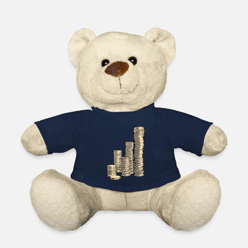 Pile de pièces - Illustration numérique - Nounours - bleu marine