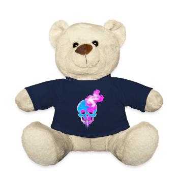Feuerschädel Rauch pink Skelett Flammen 9 - Teddy - French Navy - Vorne
