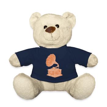 "Gramophone", Boho Line Art Design, Series "Music" - Teddy Bear - french navy - Front