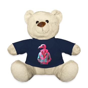 Flamant rose avec lunettes de soleil Colorful Cool Flamants roses - Nounours - bleu marine - Devant