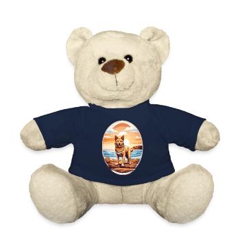 Chien sur la plage - Nounours - bleu marine - Devant