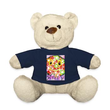 Bunte Pixel-Silhouette mit Smile - Teddy - French Navy - Vorne