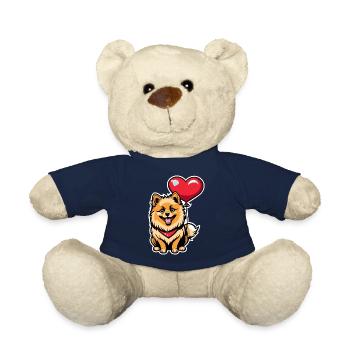 Zwergspitz Herz - Valentinstag - Teddy - French Navy - Vorne