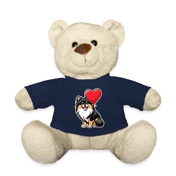 Zwergspitz Herz - Valentinstag - Teddy - French Navy - Vorne