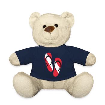 Slippers Red and White - Teddy Bear - french navy - Front